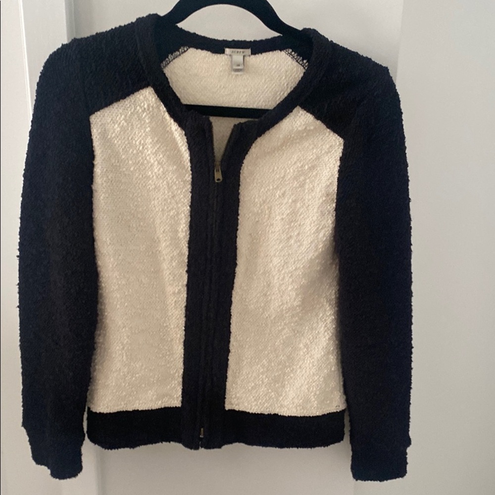 J. Crew Black and White Women's zip up sweater